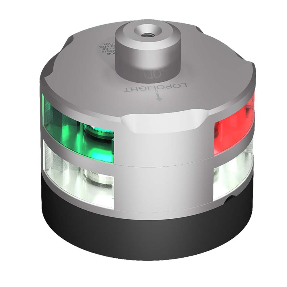 Lopolight Series 201-007 - Tri-Color Navigation/Anchor/Windex Light - 2NM - Horizontal Mount - Silver Housing OutdoorUp