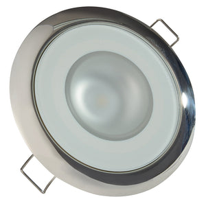 Lumitec Mirage - Flush Mount Down Light - Glass Finish/Polished SS Bezel - 2-Color White/Blue Dimming OutdoorUp