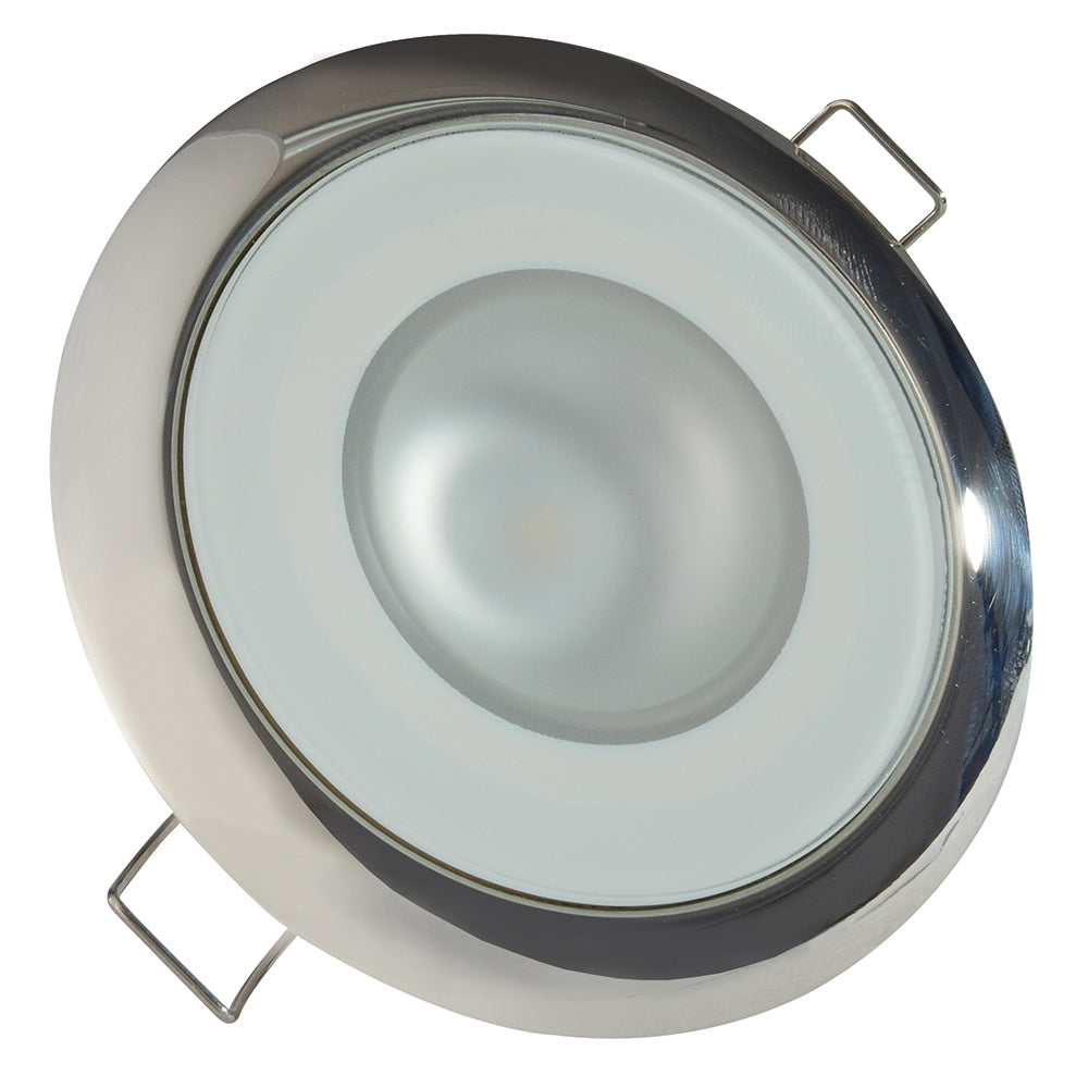 Lumitec Mirage - Flush Mount Down Light - Glass Finish/Polished SS Bezel - Warm White Dimming OutdoorUp