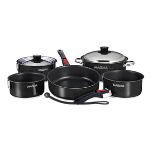 Magma Nestable 10 Piece Induction Non-Stick Enamel Finish Cookware Set - Jet Black OutdoorUp