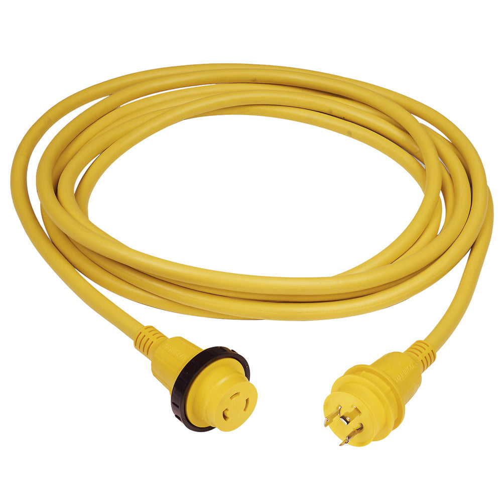 Marinco 30 Amp PowerCord PLUS Cordset w/Power-On LED - Yellow 50ft OutdoorUp