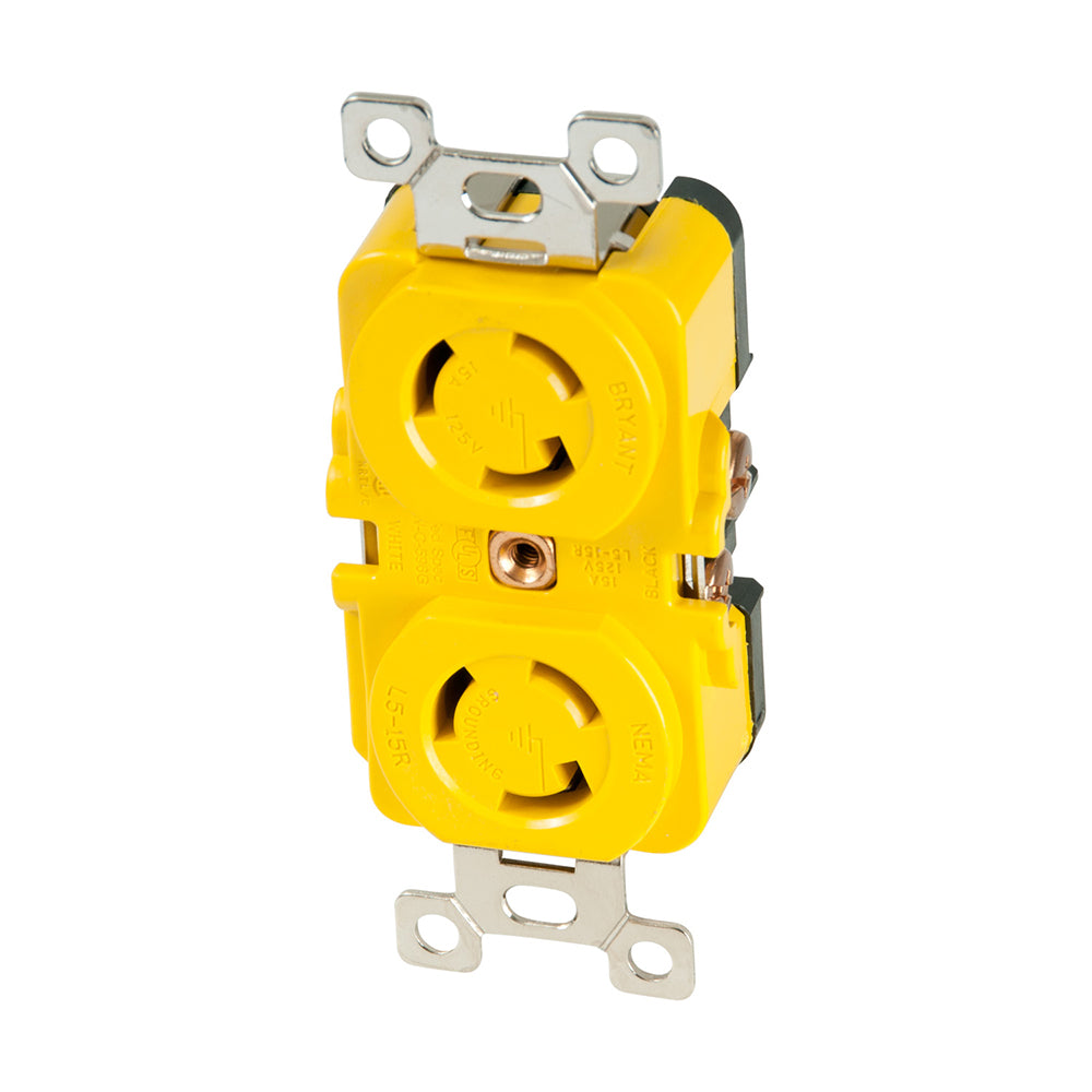 Marinco Locking Receptacle - 15A, 125V - Yellow OutdoorUp
