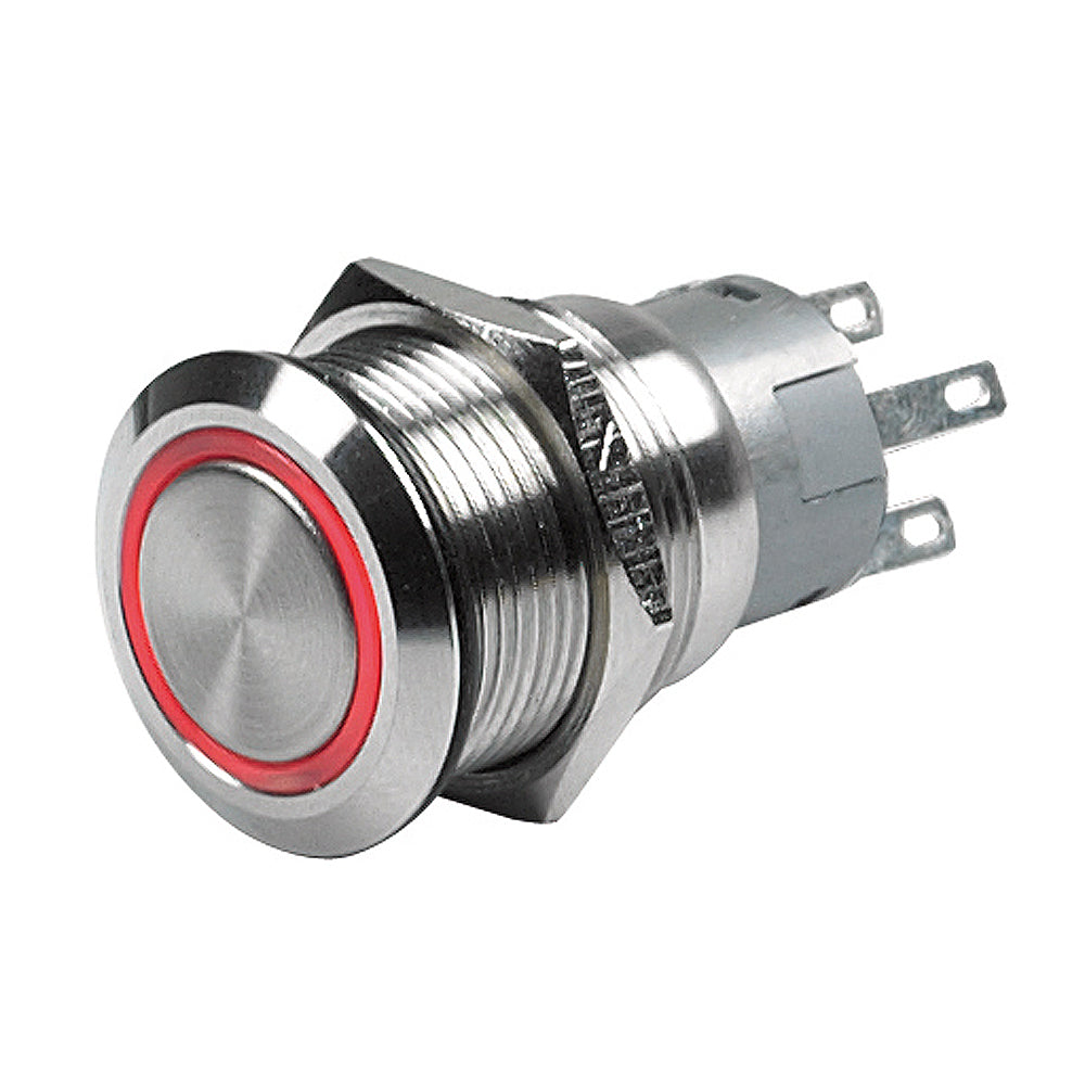 Marinco Push Button Switch - 24V Momentary (On)/Off - Red LED OutdoorUp