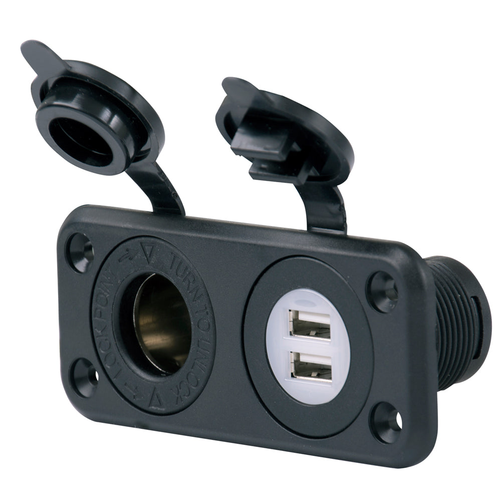 Marinco SeaLink Deluxe Dual USB Charger & 12V Receptacle OutdoorUp