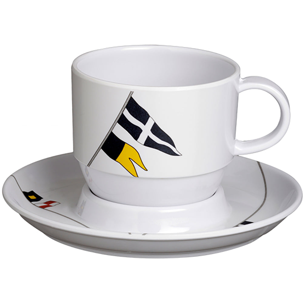 Marine Business Melamine Tea Cup  Plate Breakfast Set - REGATA - Set of 6 OutdoorUp