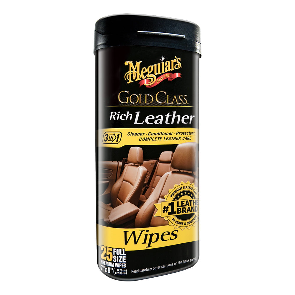Meguiars Gold Class Rich Leather Cleaner  Conditioner Wipes OutdoorUp