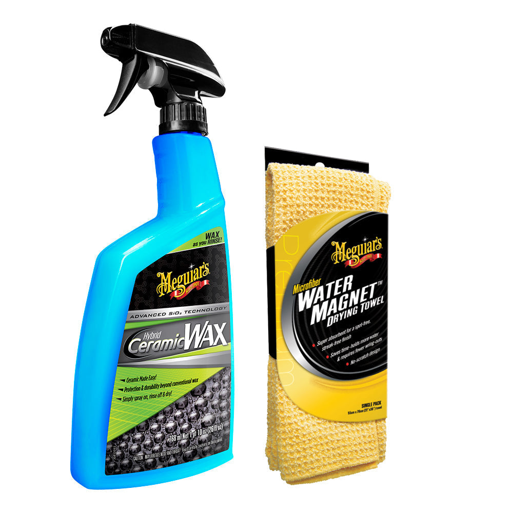 Meguiars Hybrid Ceramic Wax w/Water Magnet Microfiber Drying Towel - 22" x 30" OutdoorUp