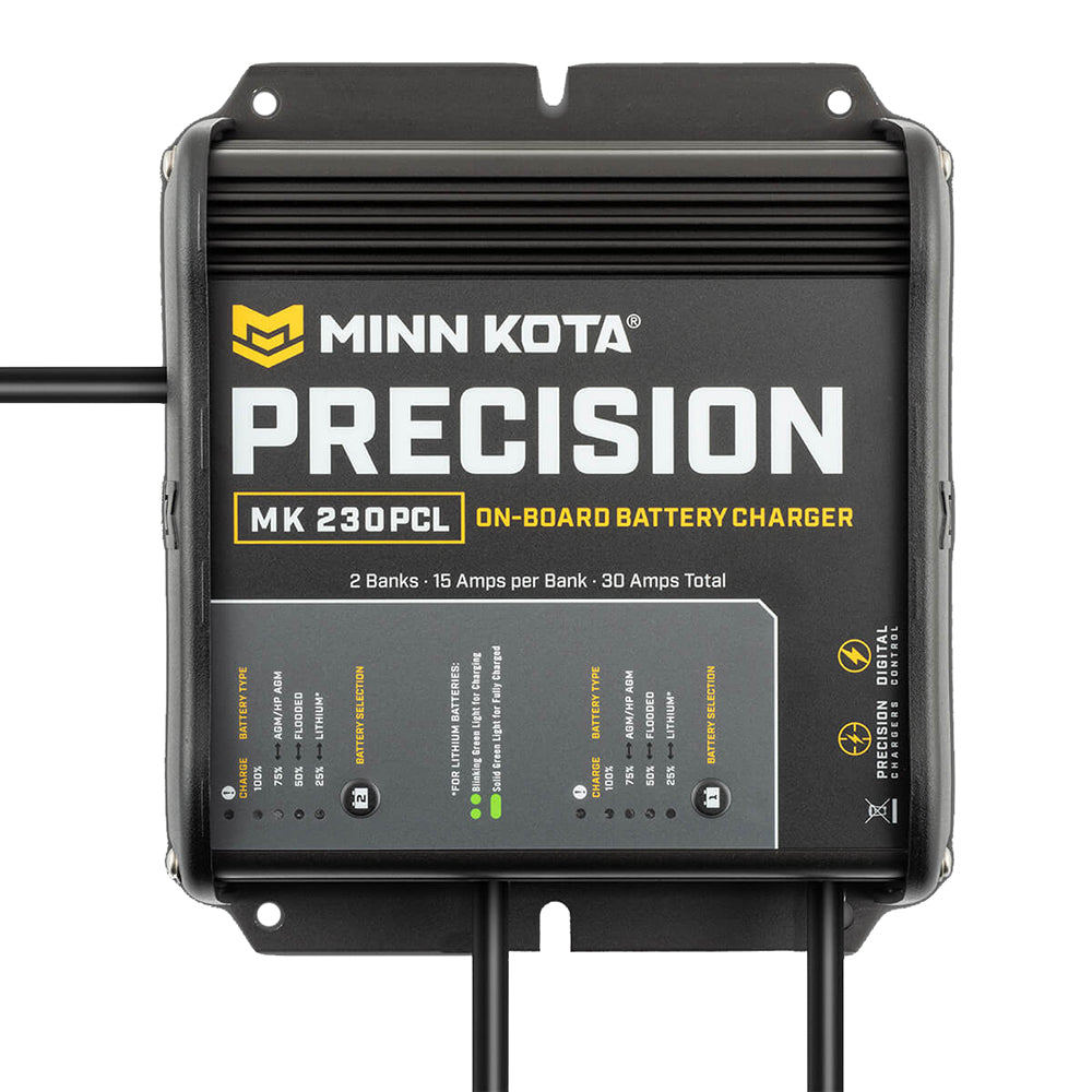 Minn Kota On-Board Precision Charger MK-230 PCL 2 Bank x 15 AMP LI Optimized Charger OutdoorUp