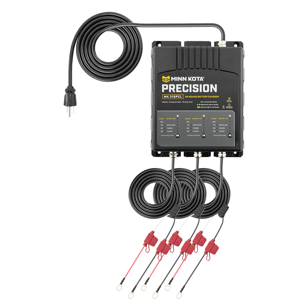 Minn Kota On-Board Precision Charger MK-318 PCL 3 Bank x 6 AMP LI Optimized Charger OutdoorUp
