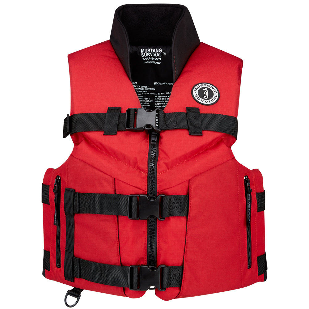 Mustang ACCEL 100 Fishing Foam Vest - Red/Black - Large OutdoorUp