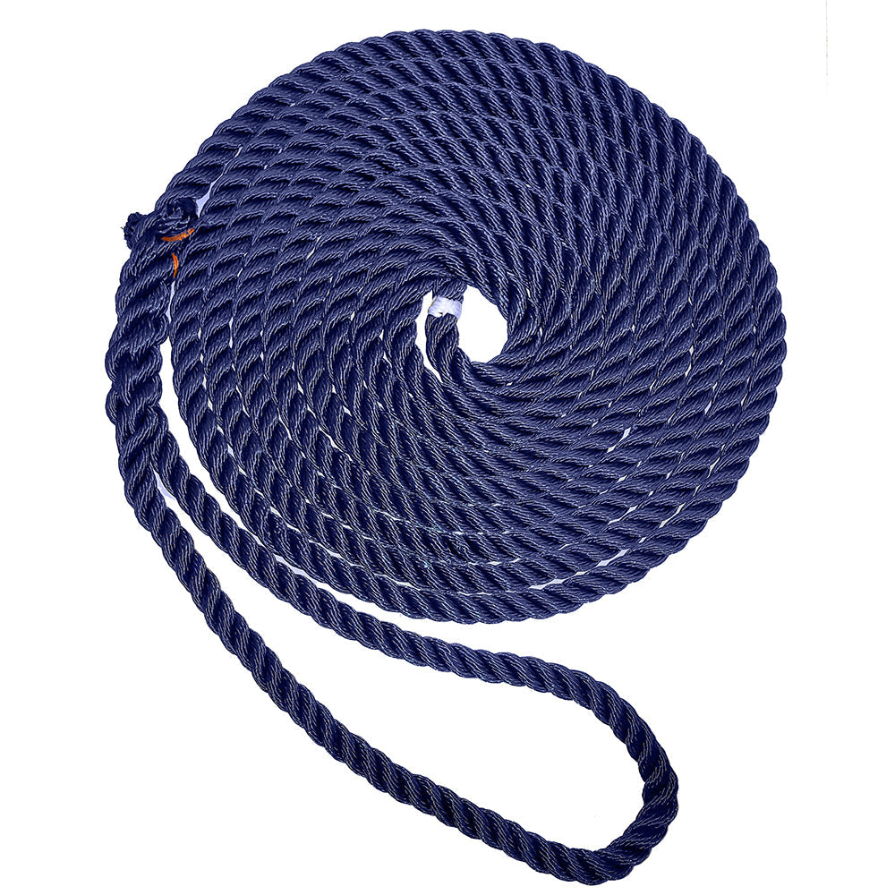 New England Ropes 1/2" Premium 3-Strand Dock Line - Navy Blue - 15 OutdoorUp