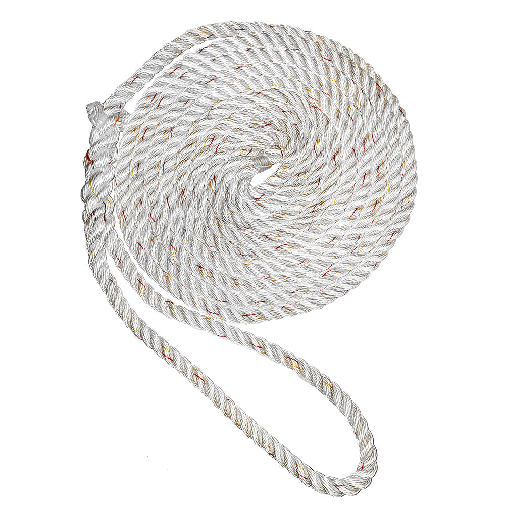 New England Ropes 3/8" Premium 3-Strand Dock Line - White w/Tracer - 20 OutdoorUp