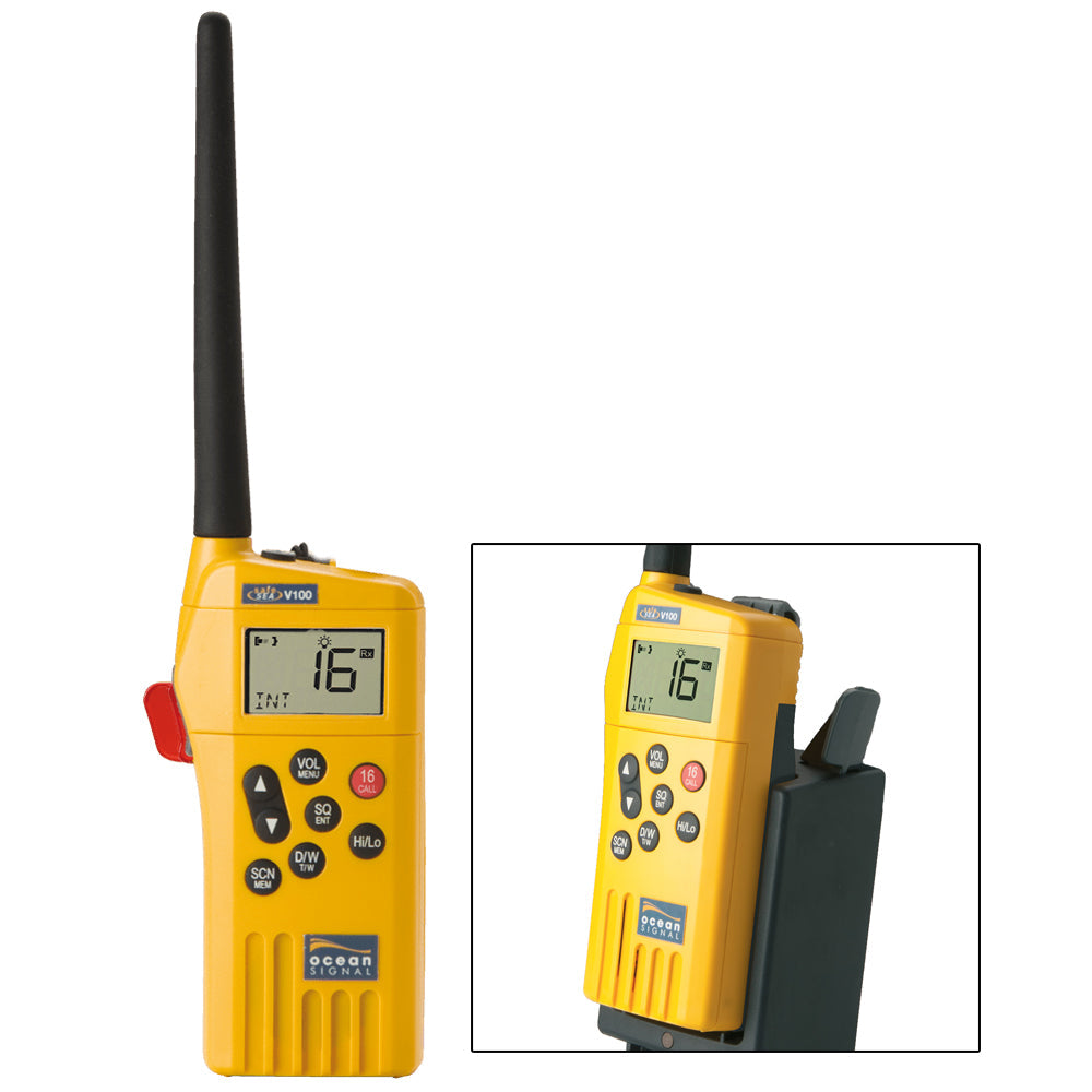Ocean Signal SafeSea V100 GMDSS VHF Radio - 21 Channels w/Battery Kit OutdoorUp