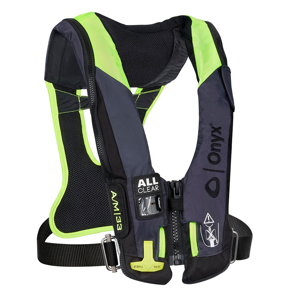 Onyx Impulse A/M 33 All Clear w/Harness Auto/Manual Inflatable Life Jacket - Grey OutdoorUp