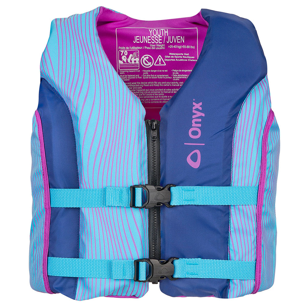 Onyx Shoal All Adventure Youth Paddle  Water Sports Life Jacket - Blue OutdoorUp
