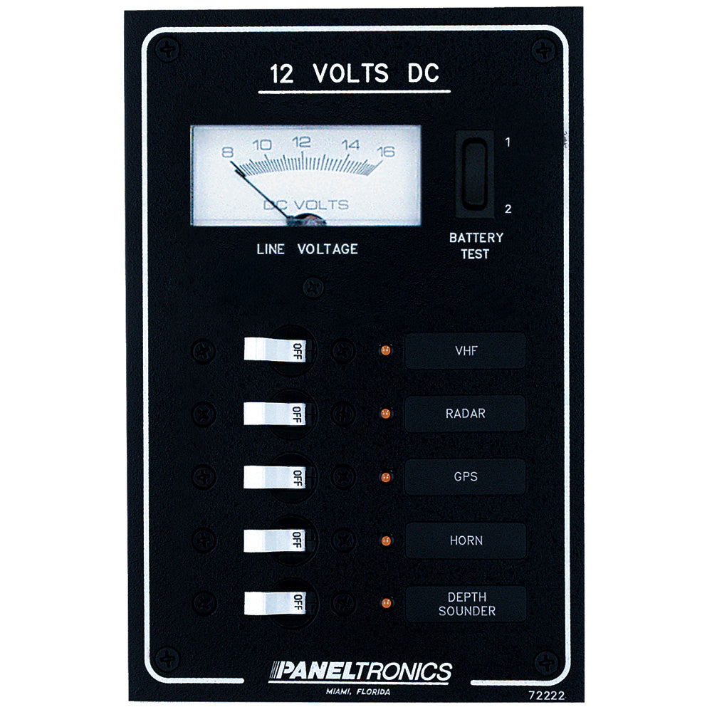 Paneltronics Standard DC 5 Position Breaker Panel & Meter w/LEDs OutdoorUp