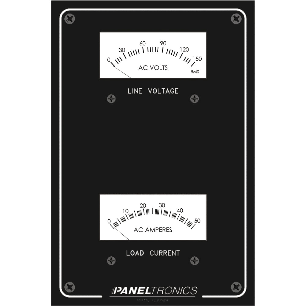 Paneltronics Standard Panel AC Meter - 0-150 AC Voltmeter & 0-50Amp Ammeter OutdoorUp