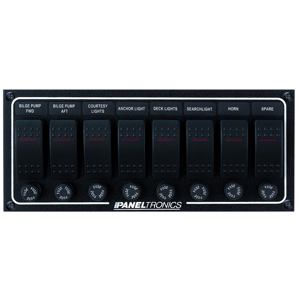 Paneltronics Waterproof DC 8 Position Lighted Rocker & Fuse OutdoorUp