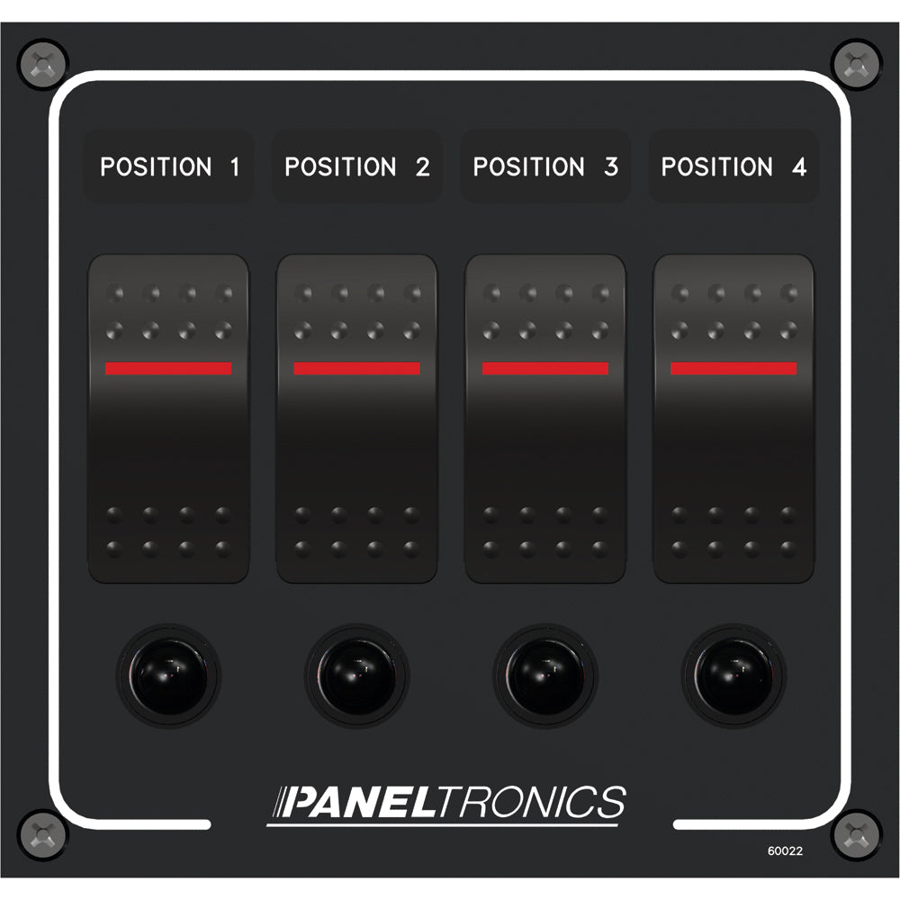 Paneltronics Waterproof Panel - DC 4-Position Illuminated Rocker Switch & Circuit Breaker OutdoorUp