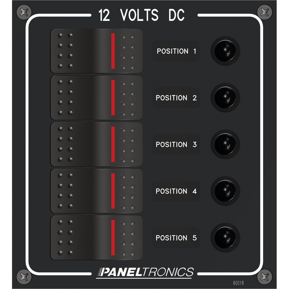 Paneltronics Waterproof Panel - DC 5-Position Illuminated Rocker Switch & Circuit Breaker OutdoorUp