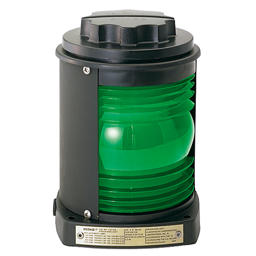 Perko Side Light - Black Plastic, Green Lens OutdoorUp