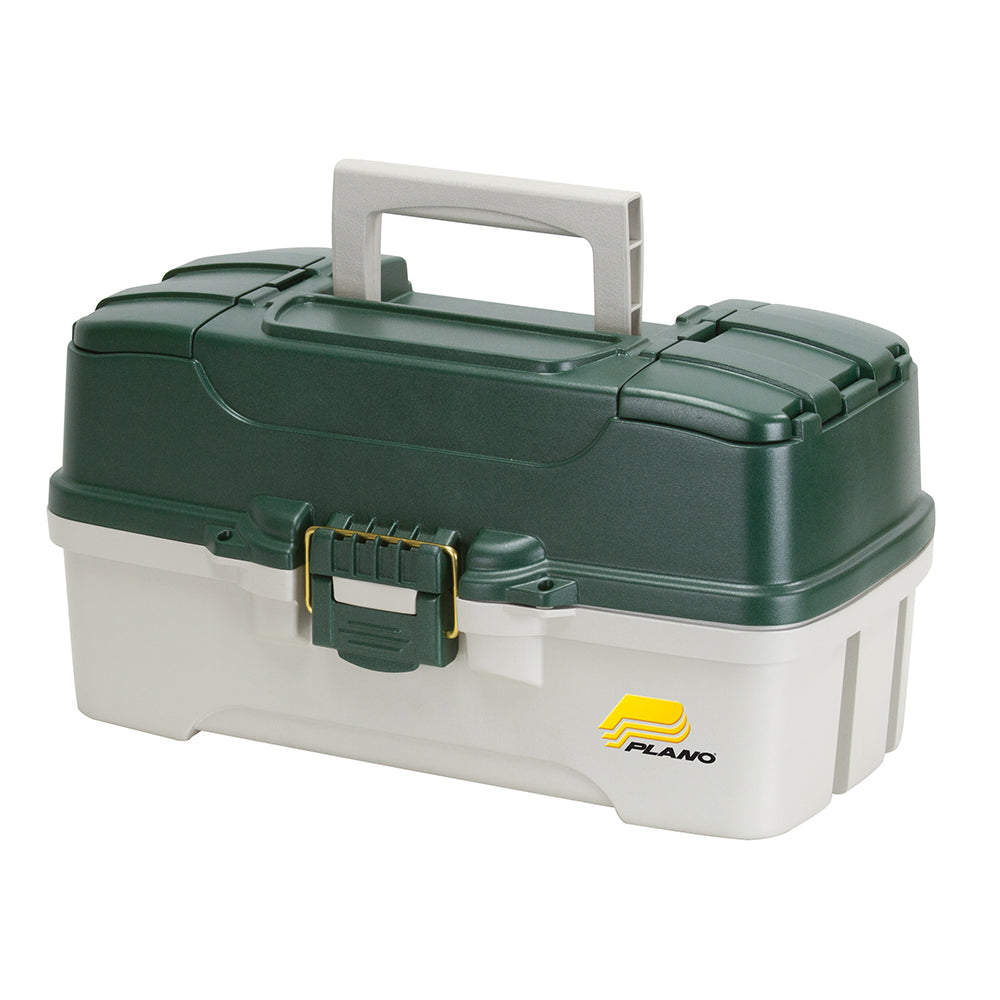 Plano 3-Tray Tackle Box w/Duel Top Access - Dark Green Metallic/Off White OutdoorUp