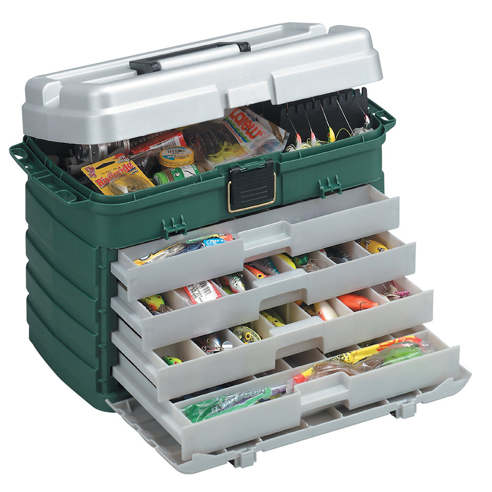 Plano 4-Drawer Tackle Box - Green Metallic/Silver OutdoorUp