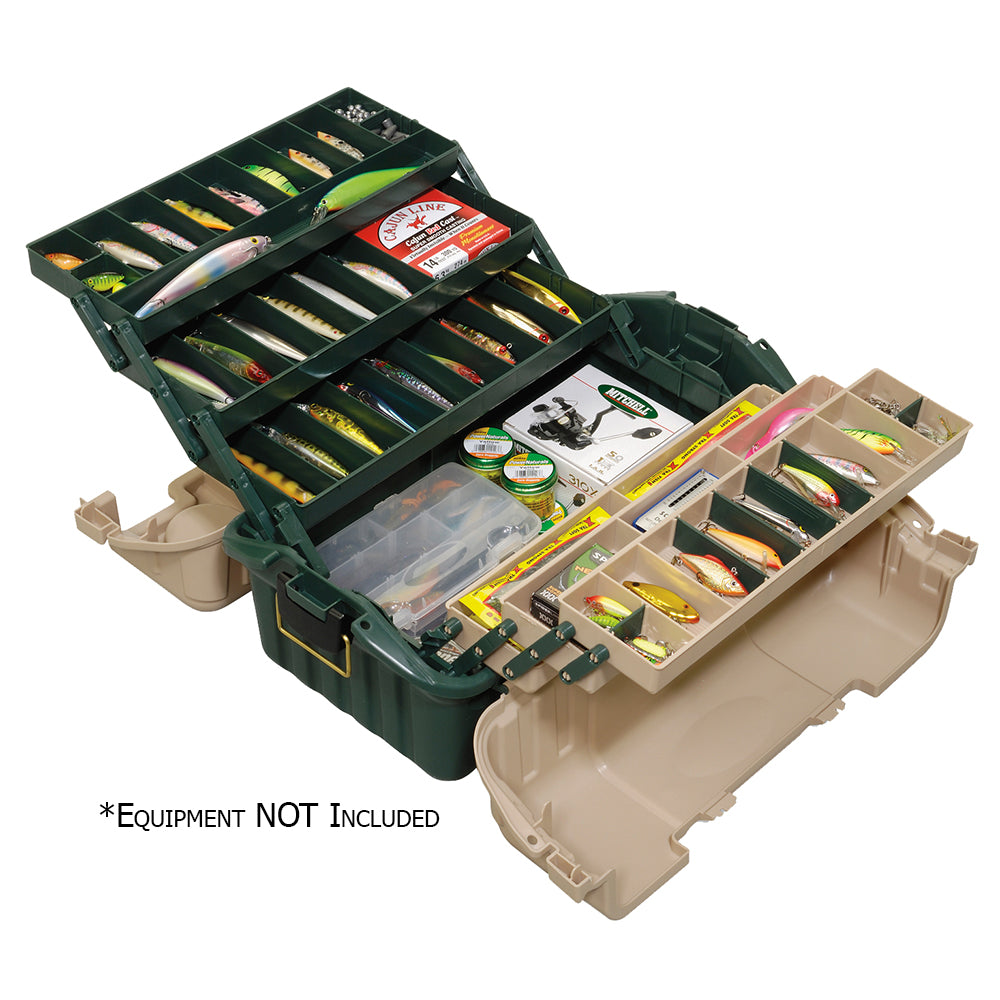 Plano Hip Roof Tackle Box w/6-Trays - Green/Sandstone OutdoorUp