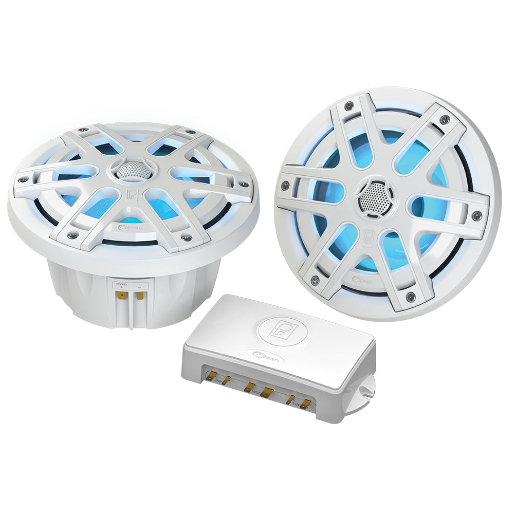 Poly-Planar MA-OC6 6.5" 480 Watt Waterproof Blue LED Speaker - White OutdoorUp