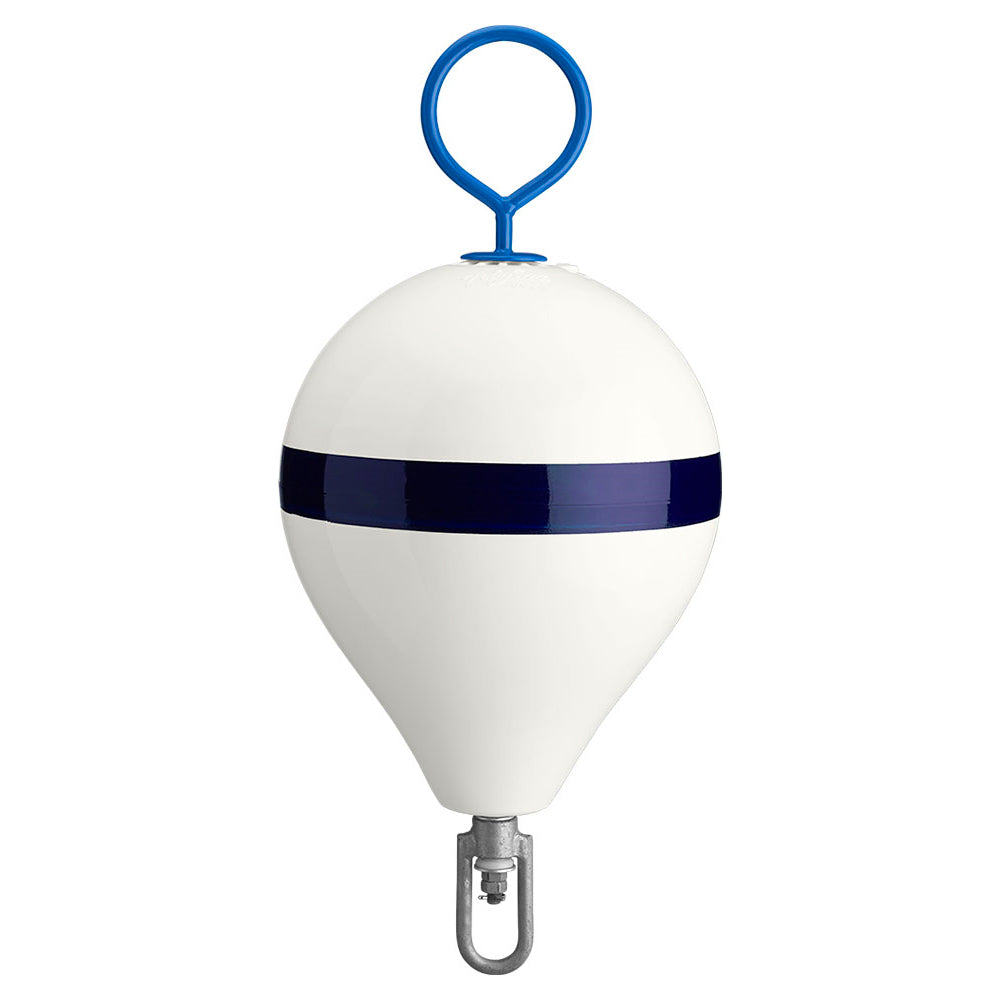 Polyform 13.5" CM Mooring Buoy w/Steel Iron - White Blue Stripe OutdoorUp