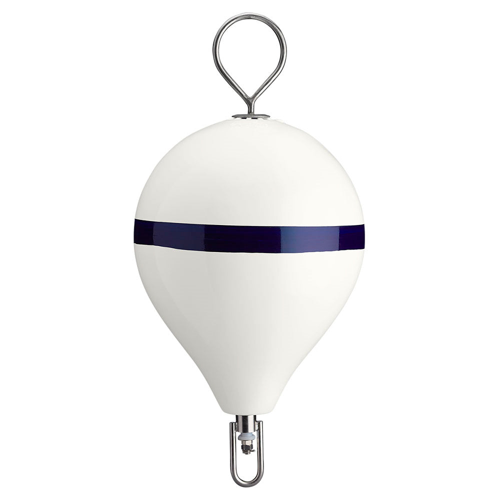 Polyform 17" CM Mooring Buoy w/SS Iron - White Blue Stripe OutdoorUp