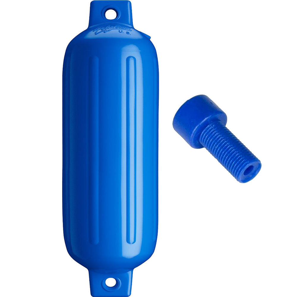 Polyform G-4 Twin Eye Fender 6.5" x 22" - Blue w/Adapter OutdoorUp