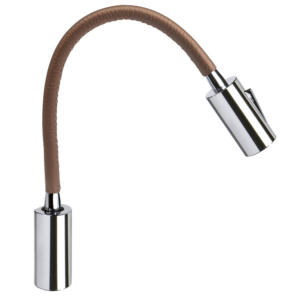 Quick Audrey Wall Light w/USB Daylight - Tabacco Leather - Chrome OutdoorUp