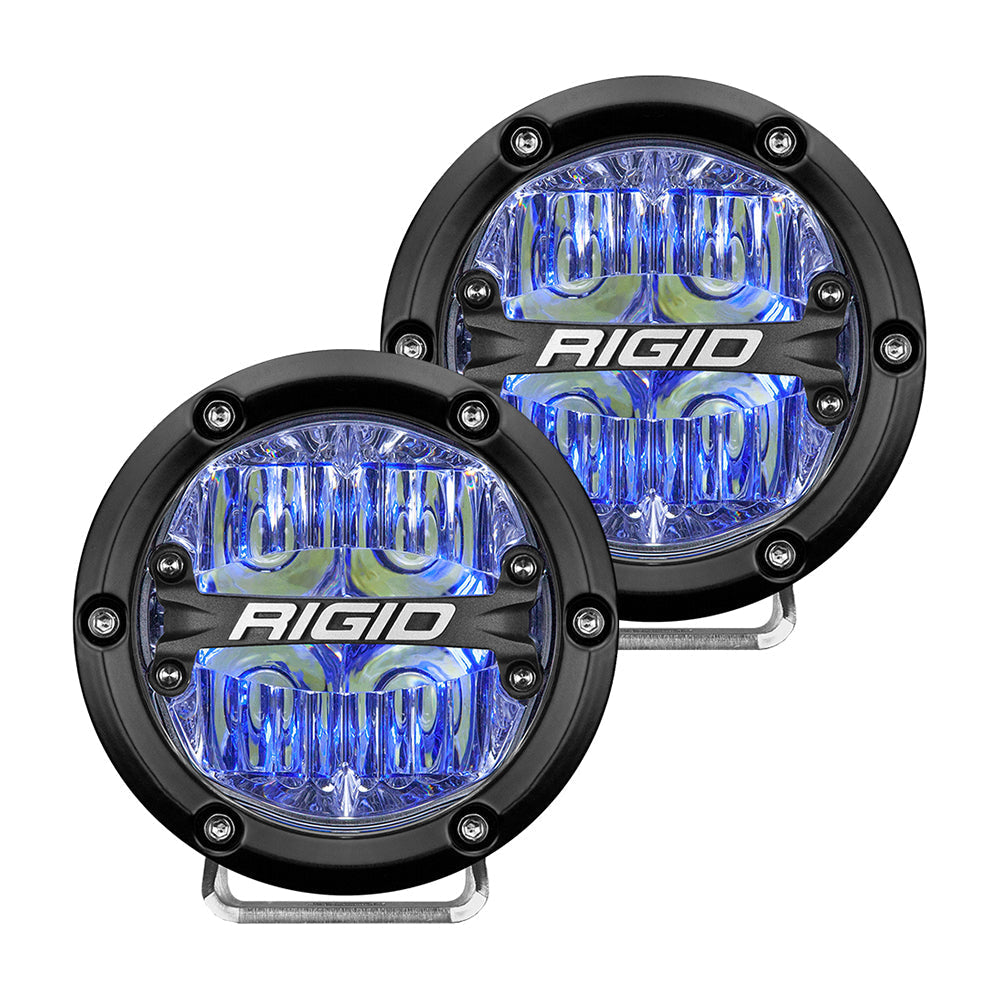 RIGID Industries 360-Series 4" LED Off-Road Fog Light Drive Beam w/Blue Backlight - Black Housing OutdoorUp