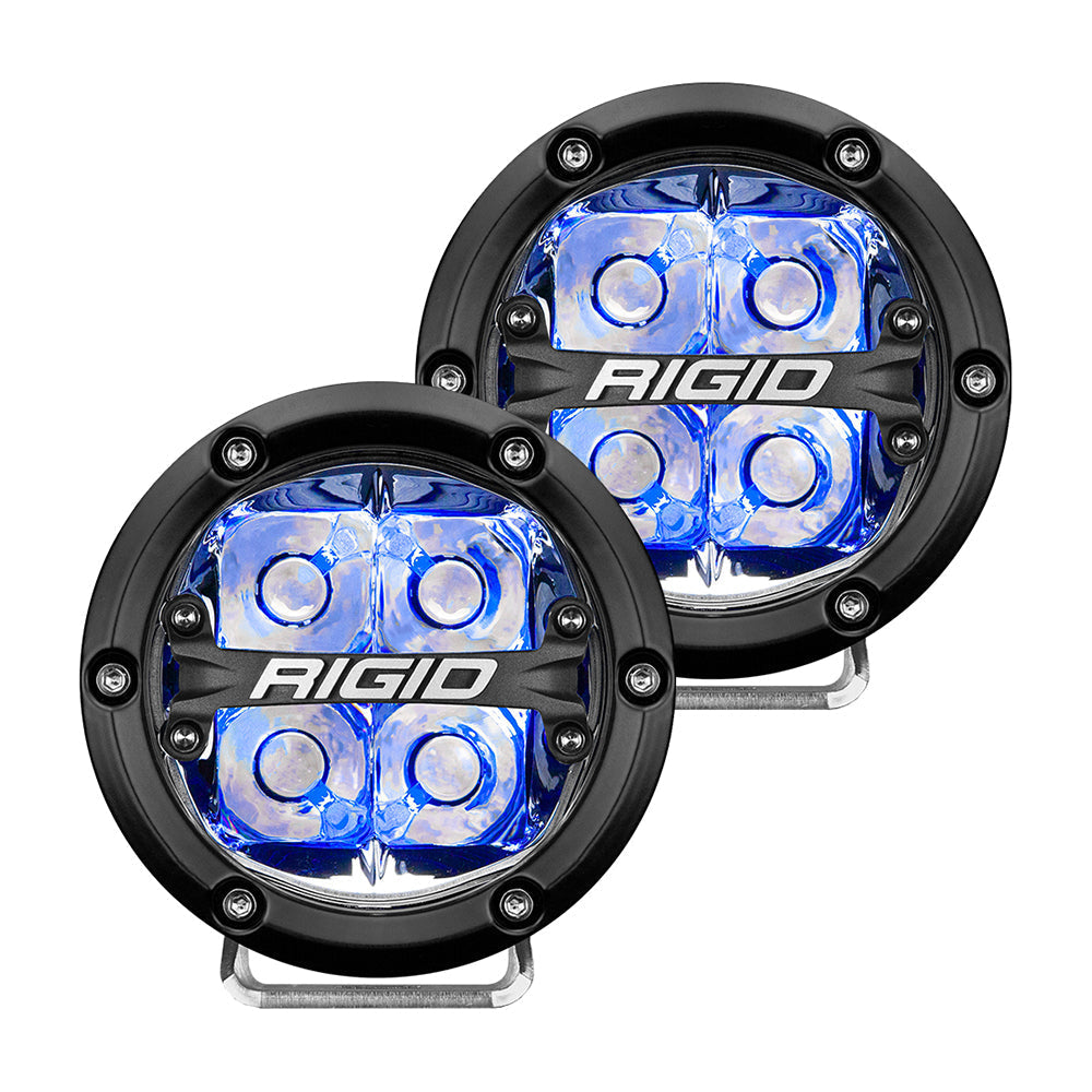 RIGID Industries 360-Series 4" LED Off-Road Spot Beam w/Blue Backlight - Black Housing OutdoorUp