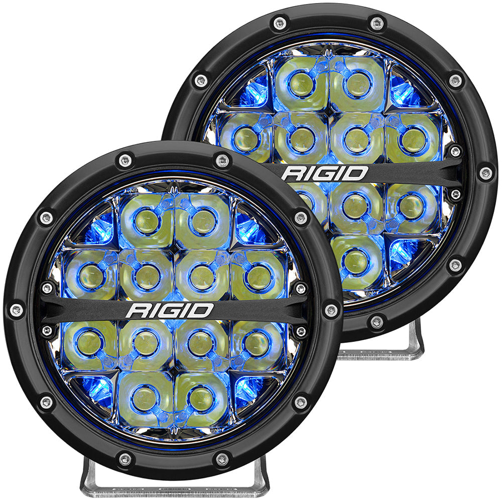 RIGID Industries 360-Series 6" LED Off-Road Fog Light Drive Beam w/Blue Backlight - Black Housing OutdoorUp