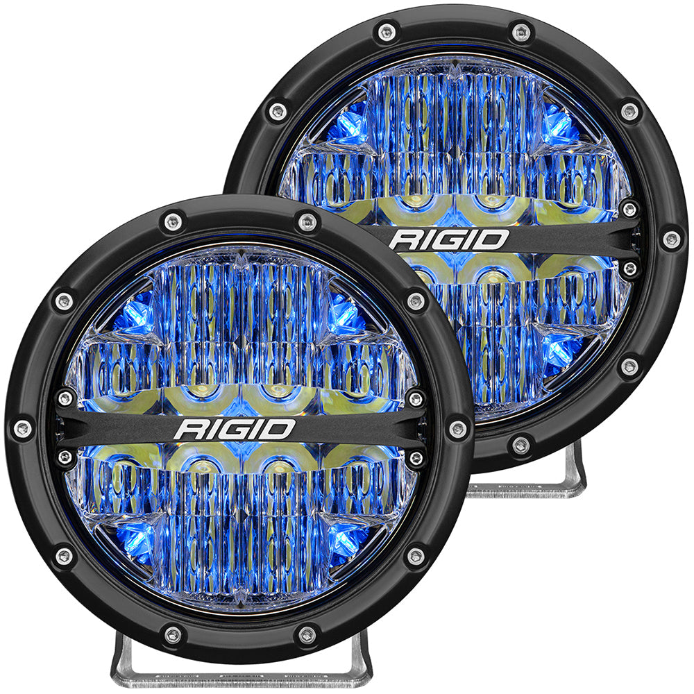 RIGID Industries 360-Series 6" LED Off-Road Fog Light Spot Beam w/Blue Backlight - Black Housing OutdoorUp