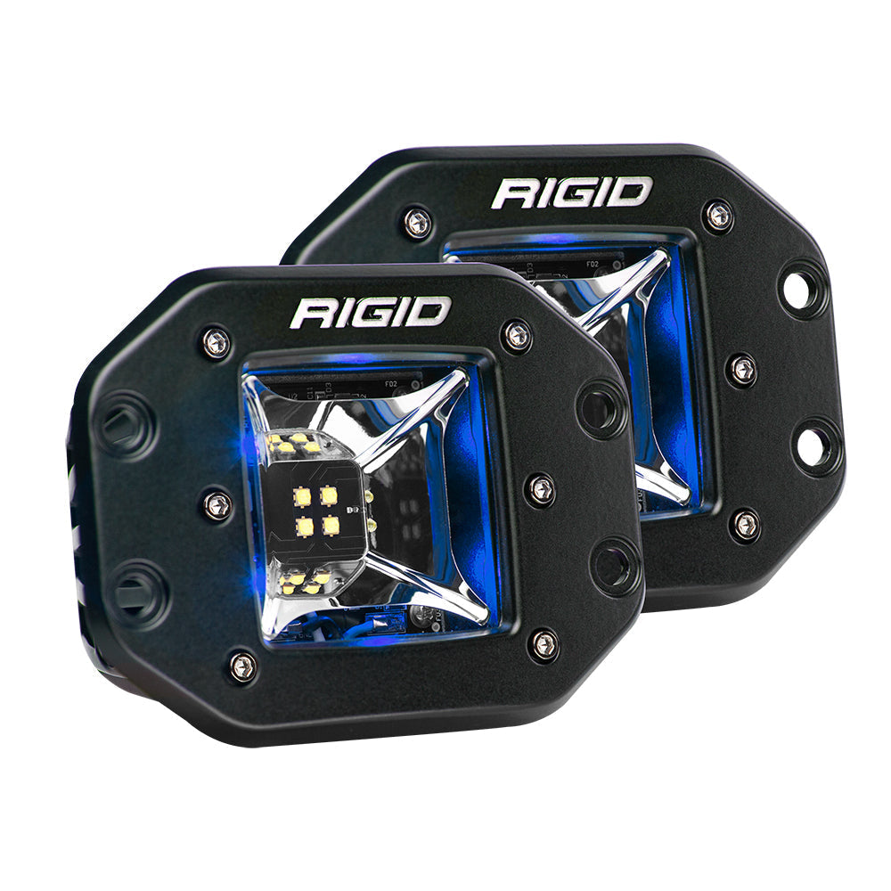 RIGID Industries Radiance Scene Lights - Flush Mount Pair - Black w/Blue LED Backlights OutdoorUp