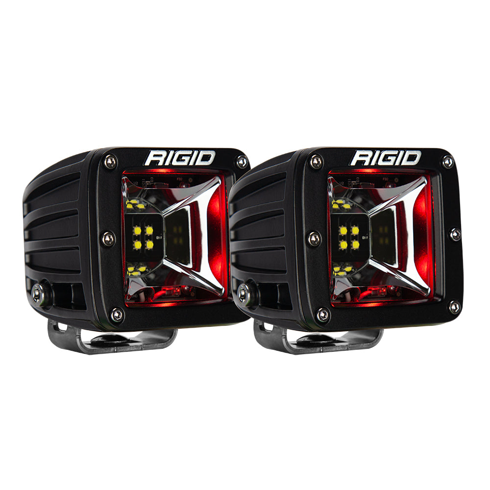 RIGID Industries Radiance Scene Lights - Surface Mount Pair - Black w/Red LED Backlight OutdoorUp