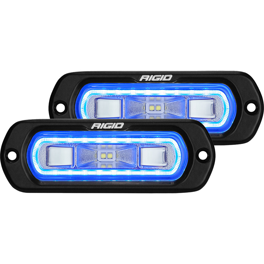 RIGID Industries SR-L Series Flush Mount Spreader Light - Black Housing - Blue Halo OutdoorUp