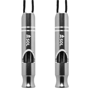 S.O.L. Survive Outdoors Longer Rescue Metal Whistle- 2 Pack OutdoorUp