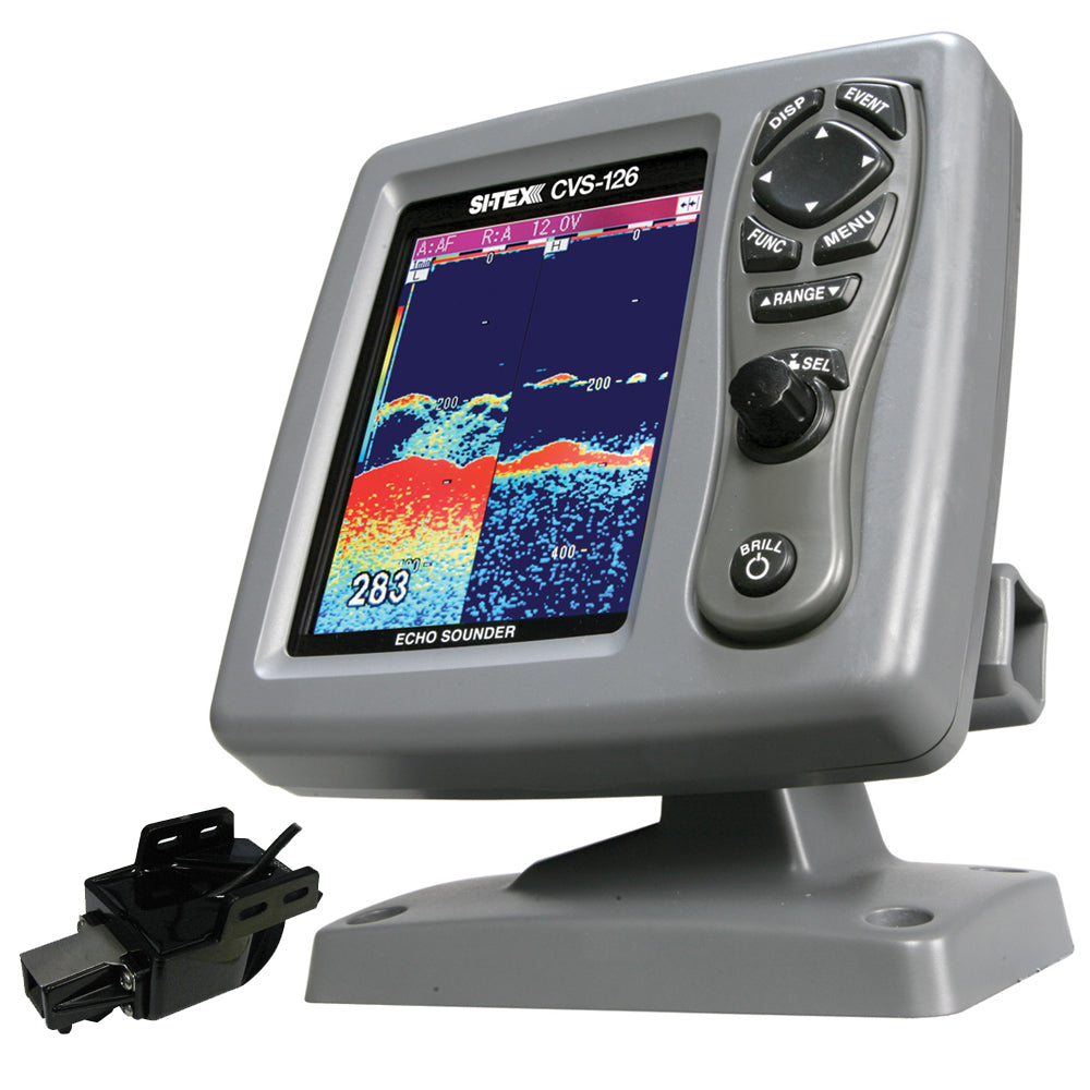 SI-TEX CVS-126 Dual Frequency Color Echo Sounder w/Transom Mount Triducer 250/50/200ST-CX OutdoorUp