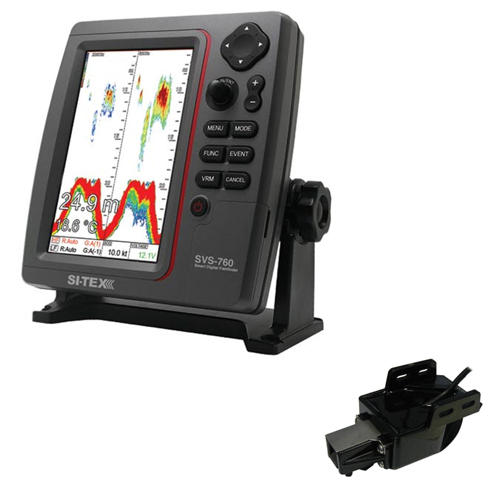 SI-TEX SVS-760 Dual Frequency Sounder 600W Kit w/Transom Mount Triducer OutdoorUp