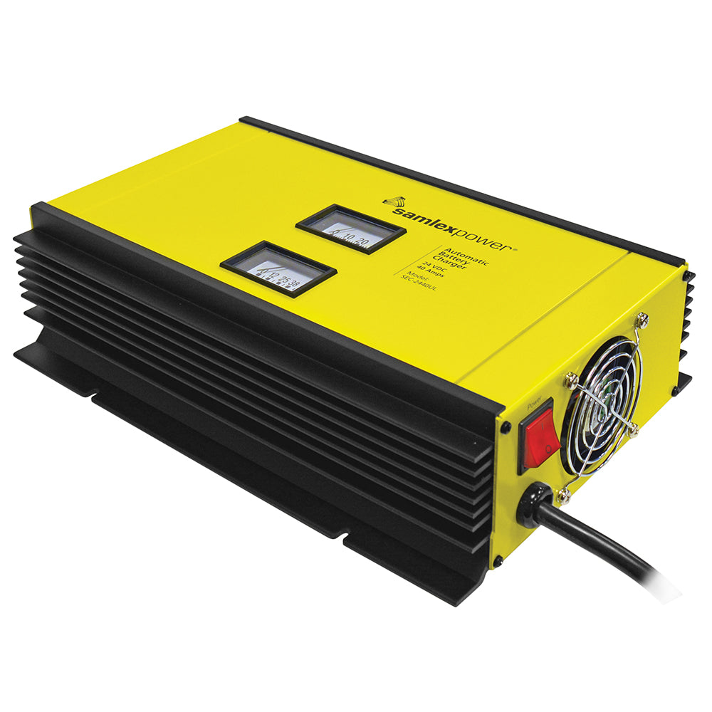 Samlex 40A Battery Charger - 24V - 2-Bank - 3-Stage w/Dip Switch  Lugs - Includes Temp Sensor OutdoorUp