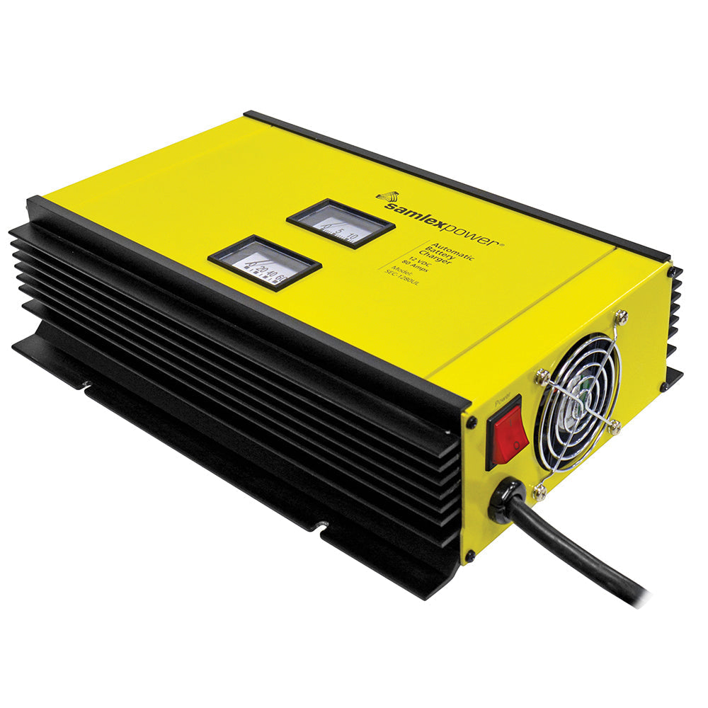 Samlex 80A Battery Charger - 12V - 2-Bank - 3-Stage w/Dip Switch  Lugs - Includes Temp Sensor OutdoorUp