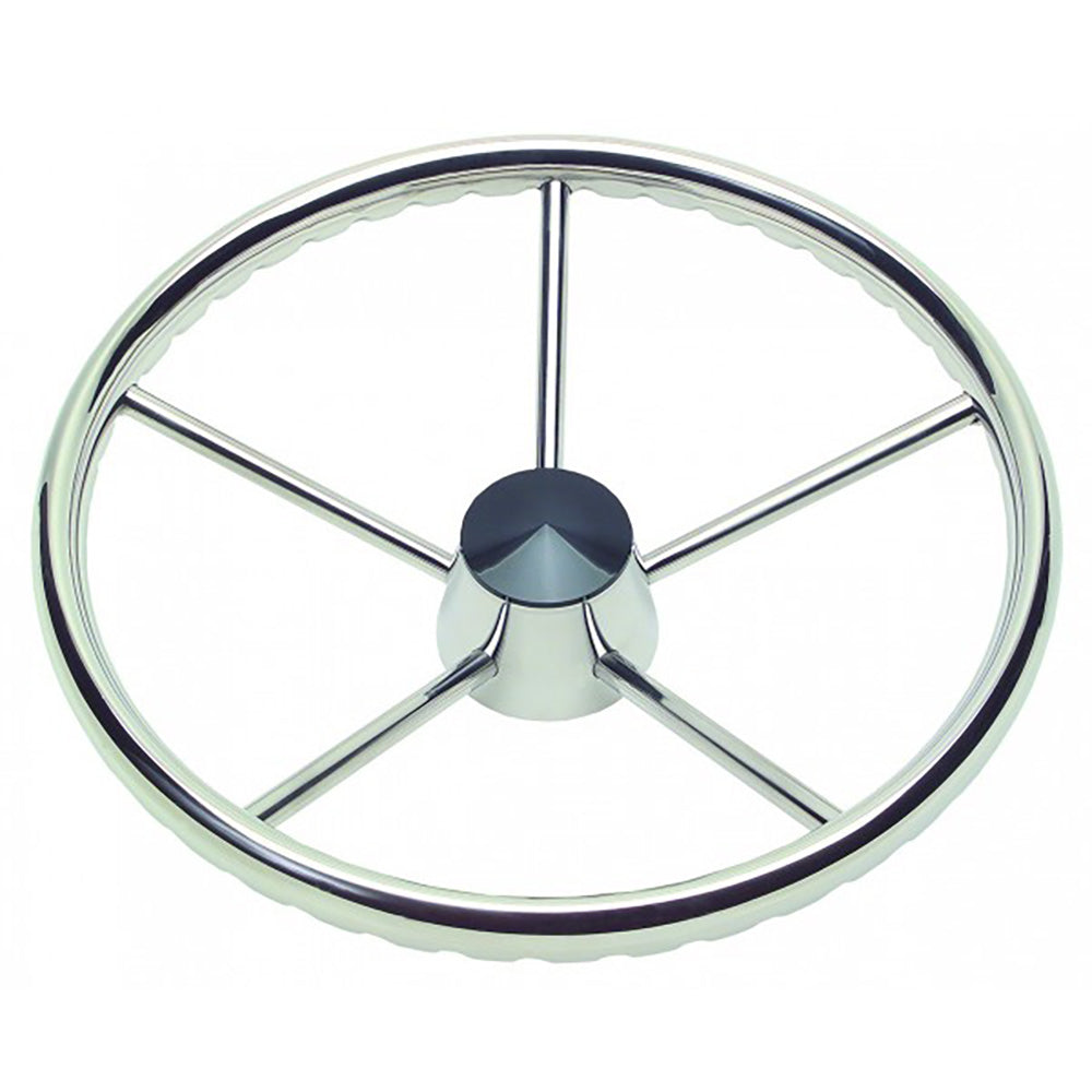 Schmitt Marine 170 Finger Grip Destroyer 5-Spoke 15.5" Stainless Steel Cap 3/4" Tapered Shaft w/Knob OutdoorUp