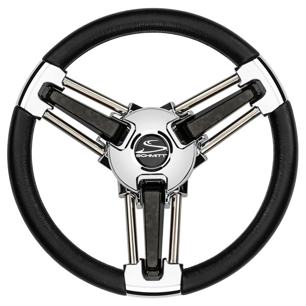 Schmitt Marine Burano Wheel 14" 3/4" Tapered Shaft Black Polyurethane w/Stainless Spoke Includes Center Cap/Nut OutdoorUp