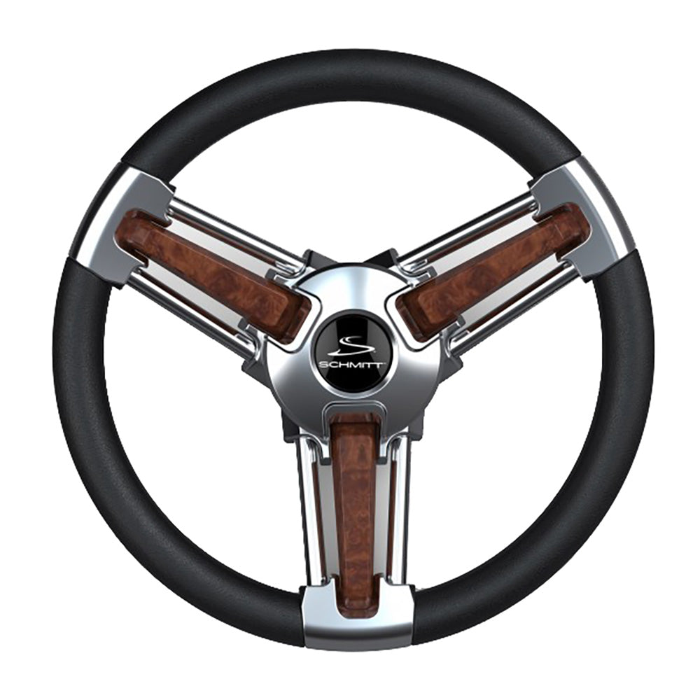 Schmitt Marine Burano Wheel 14" 3/4" Tapered Shaft Burl Polyurethane w/Stainless Spoke Includes Center Cap/Nut OutdoorUp