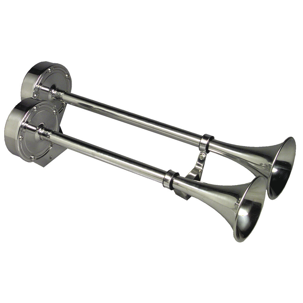 Schmitt Marine Deluxe All-Stainless Dual Trumpet Horn - 12V OutdoorUp