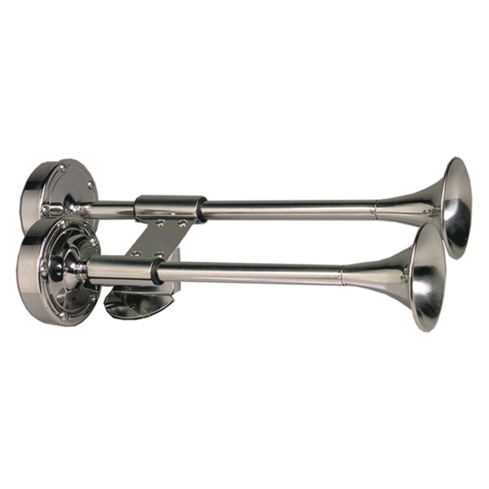 Schmitt Marine Deluxe All-Stainless Shorty Dual Trumpet Horn - 12V OutdoorUp